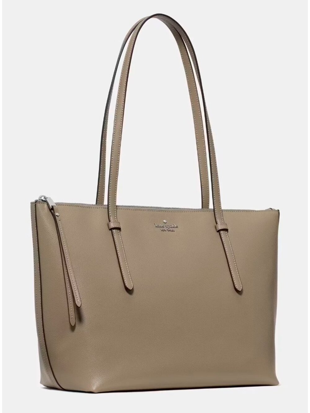S Kate Spade All Day Tote Bag Taupe Gray Pebbled Leather Purse KO140 NWT $399